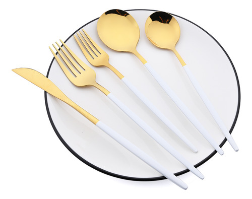 Juego De Vajilla De Oro Blanco, 6 Piezas, Cuchillo, Tenedor,