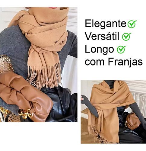 Pashmina Cachecol Scarf Xale Echarpe: Franjas Diversas Cores