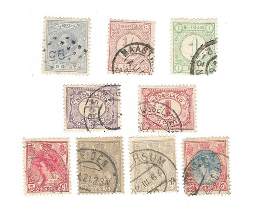 Lt1539. Lote De 9 Sellos De Holanda 1872-1899