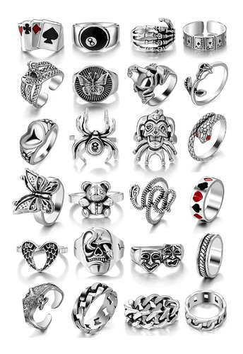 Kiss Wife Juego De Anillos Punk Gticos De Plata Vintage Para