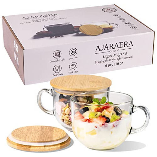 Ajaraera Juego De 6 Tazas De Café Expreso Con Tapas, Taza De