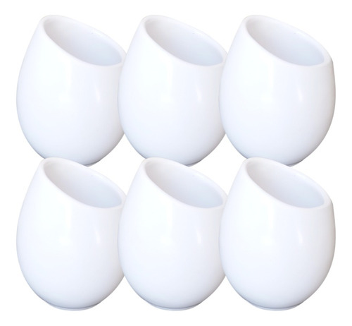 6 Mates Ovo Ceramica Blanco Ovalado Souvenir -