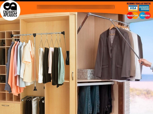 Imagen 4 de 4 de Colgador De Ropa Closet Abatible Servetero Cromado