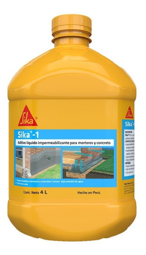 Impermeabilizante Líquido De Fraguado Sika-1 Líquido 4l