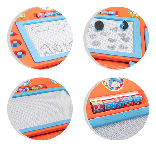 Imagem 5 de 7 de Quadro Magico Infantil Caneta Carimbo Casinha Lousa Laranja