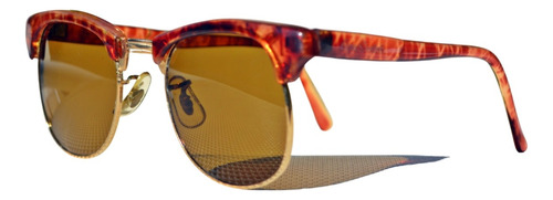 Anteojos De Sol Vintage Combinados Marco Efecto Naranja Marrón Claro Naranja Oscuro Dorado