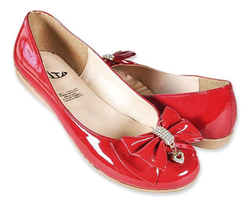 Zapato Dama Mancera 899 Charol Rojo Balerina 22 Al 26