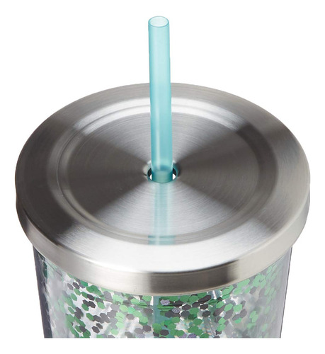 Vaso Brilloso Slytherin 590 Ml Con Pajilla Acrílico Verde
