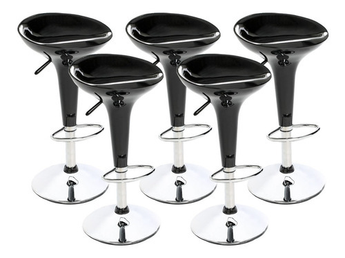 Kit 5 Un Banqueta Alta Café Bar Assento Em Abs Moderna Stool Cor Preto