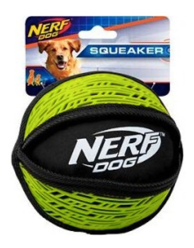 Pelota Nerf Dog Grande Nylon Suave Súper Reforzada Squeaker Color Negro