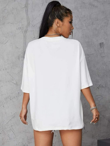 Playera Mujer Oversize Manga Corta Camiseta De Color Sólido