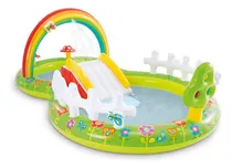 Comprar Piscina Inflable Centro De Juegos Con Rociador Intex 57154 Color Verde