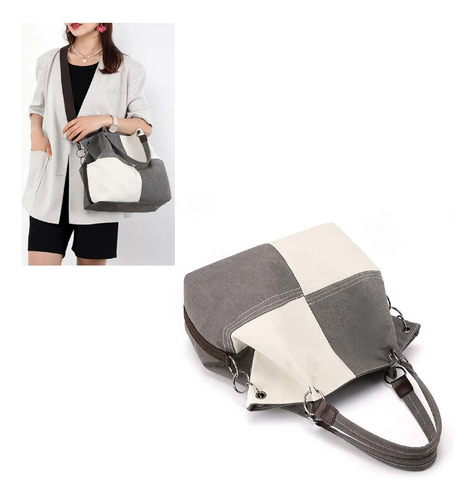 Bolso De Hombro Patchwork Para Mujer Con Múltiples Bolsillos