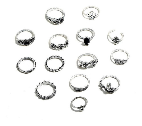 Conjunto Set Anillos Bohemio Cristal Serpiente