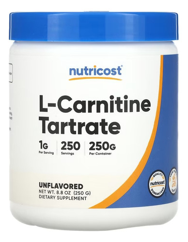 Nutricost Tartrato De L-carnitina 250 G Sabor Sin Sabor