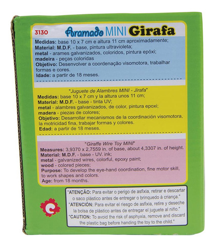 Imagem 5 de 6 de Brinquedo Pedagógico Educativo Aramado Mini Girafa Carlu