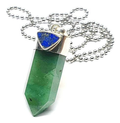 Imagen 2 de 4 de Dije De Punta De Jade Y Lapislázuli Con Plata