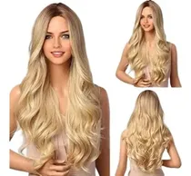 Comprar Pelucas Para Dama Cabello Larga Fibra Natural Rubia Ondulada