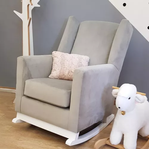 Sillón Mecedor Soft Pana Ideal Amamantar Dormir Bebe Berger