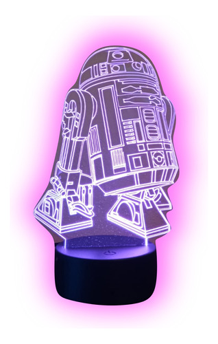 Lampara 3d Ilusion Acrilico 7 Colores Star War R2-d2