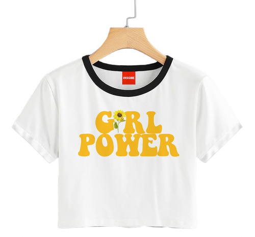 Blusa Mujer Girl Power Woman Colores Playera Crop #759