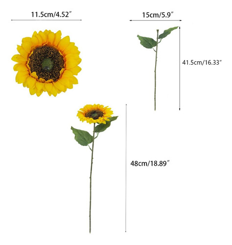 Ferial 6 Piezas De Girasoles Artificiales Con Tallos De Seda