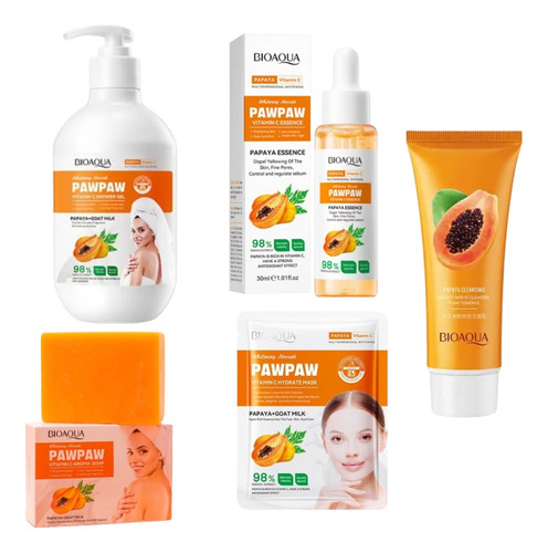 Kit Rejuvenecedor Y Aclarante De Papaya Bioaqua X4