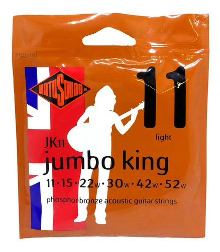 Encordoamento Violão 011 Roto Sound Jumbo King Jk11 Promoção