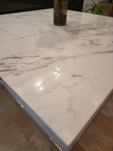 Mesa Comedor Miranda 120x120 Spl Estatuario 12mm Cromo Sale