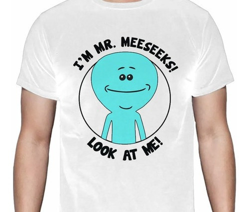 Rick & Morty - Mr. Meseeks - Blanca - Metal / Rock - Polera