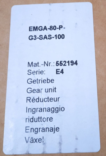Unidad De Engranaje, Modelo: Emga-80-p-g3-sas-100 (Usado)