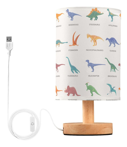 Lámpara De Mesa De Noche Con Diseño De Dinosaurio En Blanco