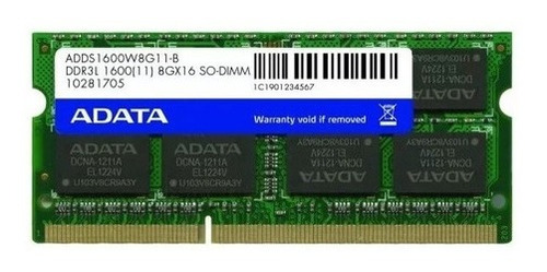 Memoria Ram Adata Ddr3l 8gb Portátil 1600mhz Sodimm 1.35v