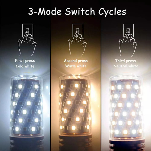 Pack5 Ampolleta Led 12w Maíz E27 Luz Calida Fria Y Neutra