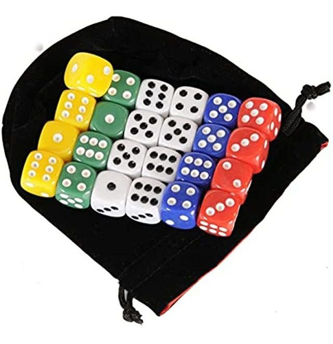 Deluxe Games And Puzzles Dados Multicolor, 24, Con Bolsa De