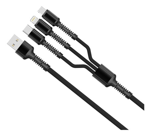 Cable Carga Datos 3en1 Para Lightning Tipo C Micro Usb V8