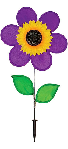 In The Breeze 12 Inch Purple Sunflower Wind Spinner With Lea