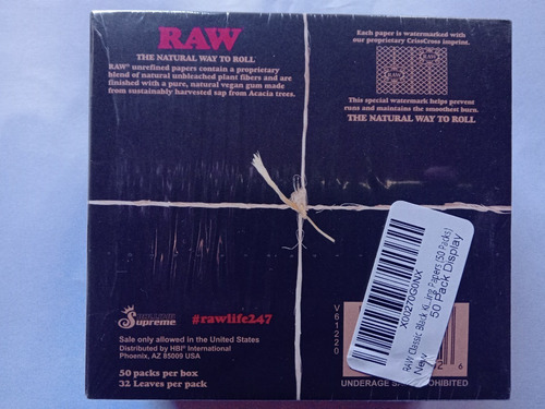 Caixa De Seda Raw Classic Black Kingsize Slim