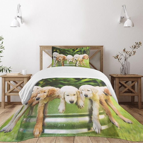 Colcha Lunarable Dog Lover, Grupo De Cachorros Golden Retrie