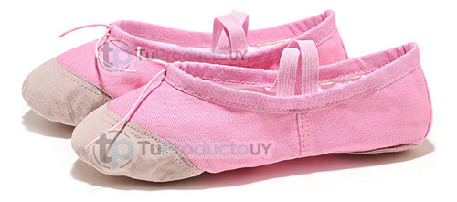 Imagen 6 de 7 de Zapatilla Ballet Lona Puntera Cuero Rosa Danza -tuproductouy