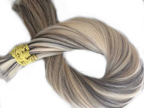 Cabelo Humano Brasileiro Loiro Mechado 100g 55cm Mega Hair