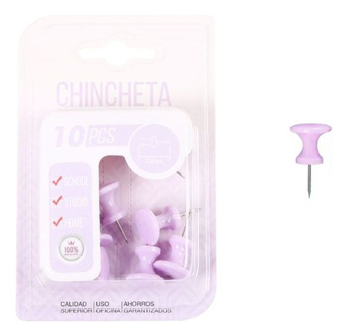 10 Chinchetas De Color Fucsia 2,3 Cm
