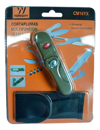 Herramienta Multiusos Supervivencia Linterna Brujula 16 En 1