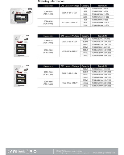 Memorias Ram Teamgroup Elite Ddr4 16gb Kit (2 X 8gb) 2666mhz