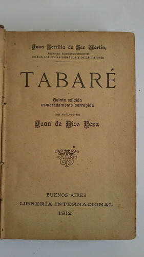 Tabaré - Juan Zorrilla De San Martin / Pról. Juan Dios Peza