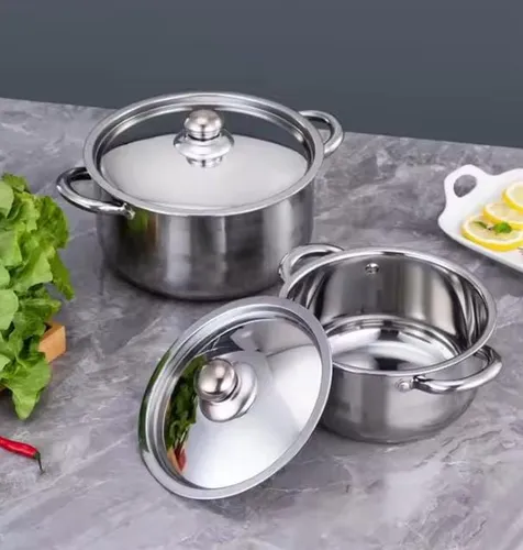 Set De 4 Piezas Ollas Con Tapa De Acero Inoxidable