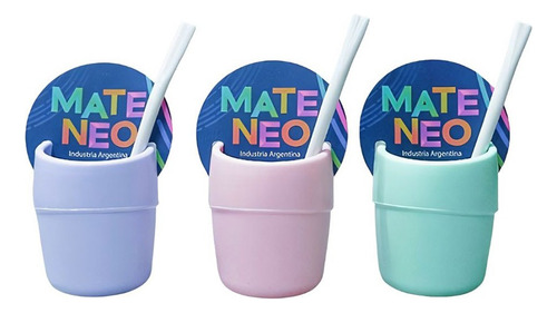 50 Mate + Bombilla + Disco - Colores Pastel Fluo Mayorista