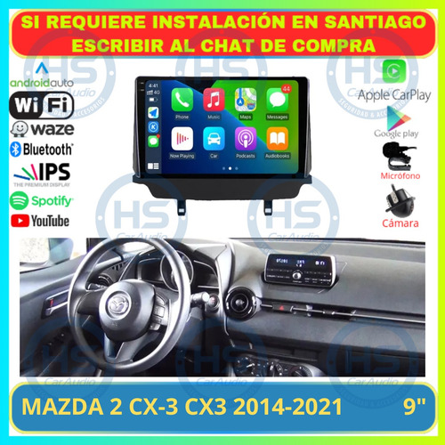 Radio 9 PuLG Android Auto Carplay Mazda 2 Cx-3 Cx3 2014-2021