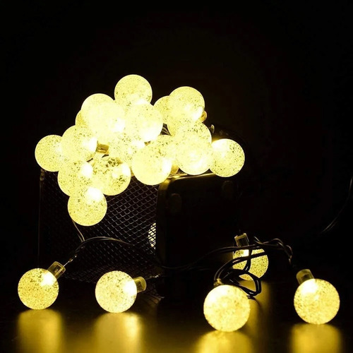 Cadena De Luz Solar Serie 12m 100leds Impermeable Acrílico