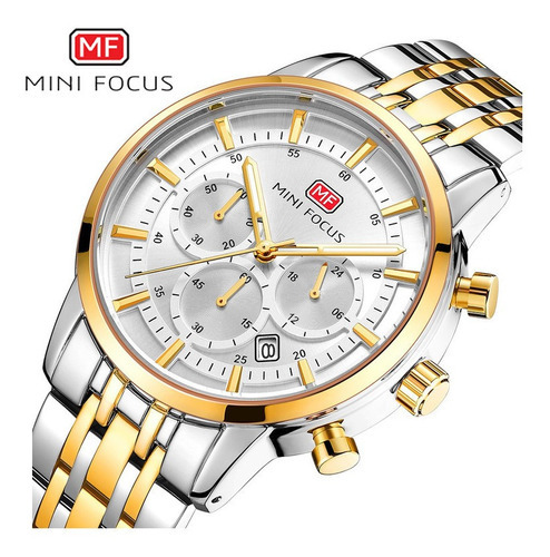 Relojes Impermeables Con Calendario De Cuarzo Mini Focus Color Del Fondo Silver Gold White